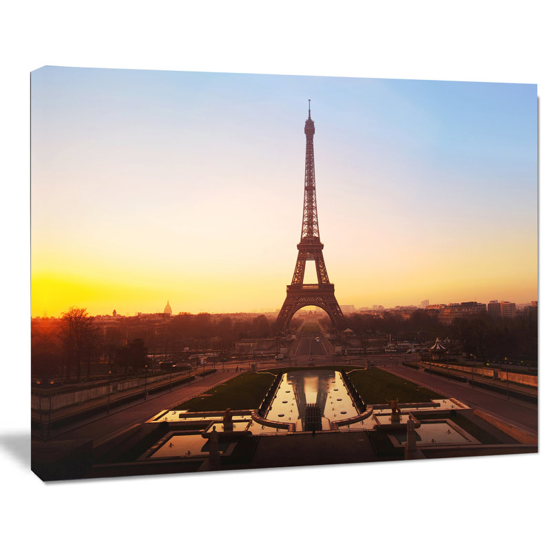 «Brown Silhouette of Paris Eiffel Tower Cityscape», reproduction de photo sur toile tendue, H 30 po x l 40 po x P 1 po