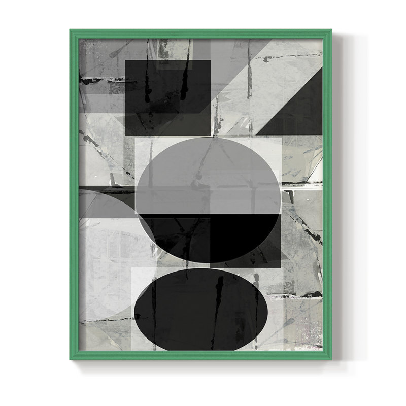 «Abstract Neutralité II», reproduction encadrée - bois massif, Vert, H 10 po x l 8 po