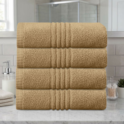 Home Weavers - Ensemble de serviettes de bain super absorbantes 100% coton 500 g / m² Robbin, 16 po x 24 po (4) (4 serviettes à main), lin