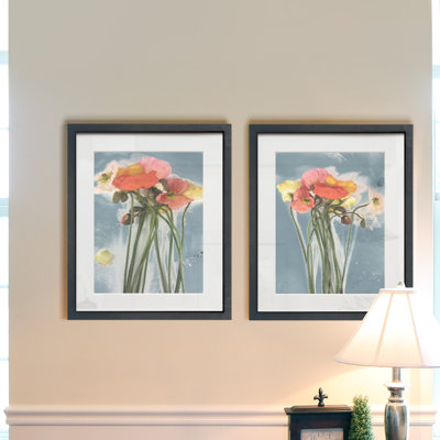 " Poppy Spray I " 2 - Pieces Painting Print