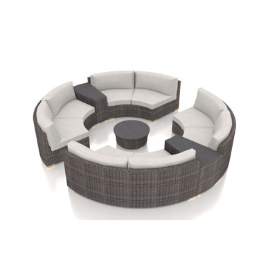 Ensemble de conversation modulaire en rotin 7 pièces avec coussins Sunbrella Marfik
