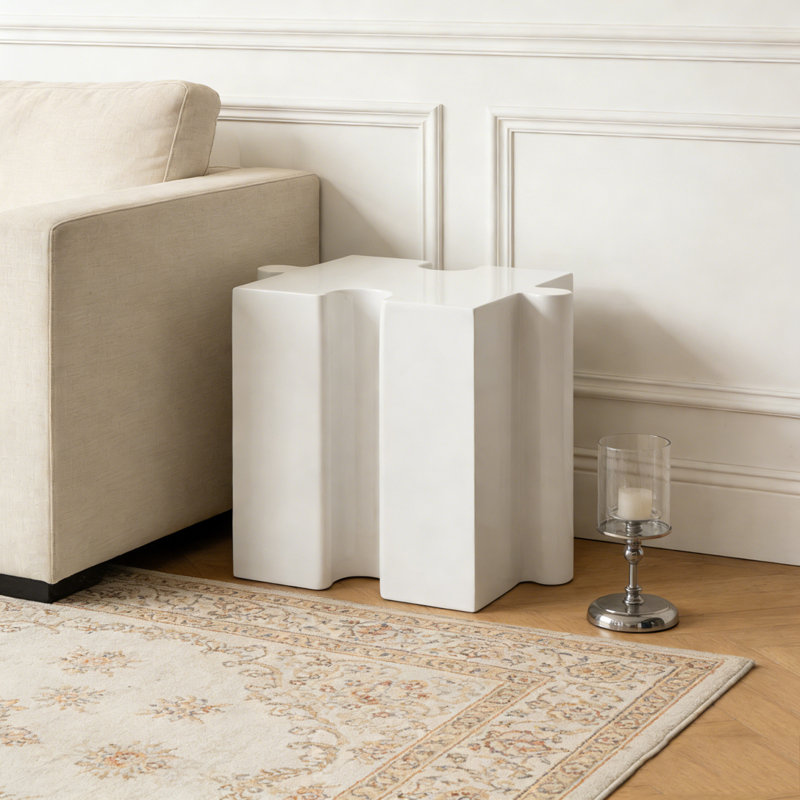 Table d'appoint Art, Blanc-1