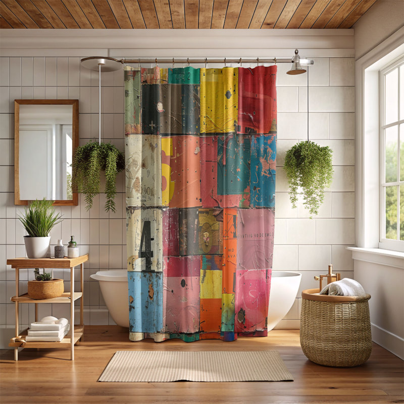 Joyful Mix - Rideau de douche Premium, H 74 po x l 71 po