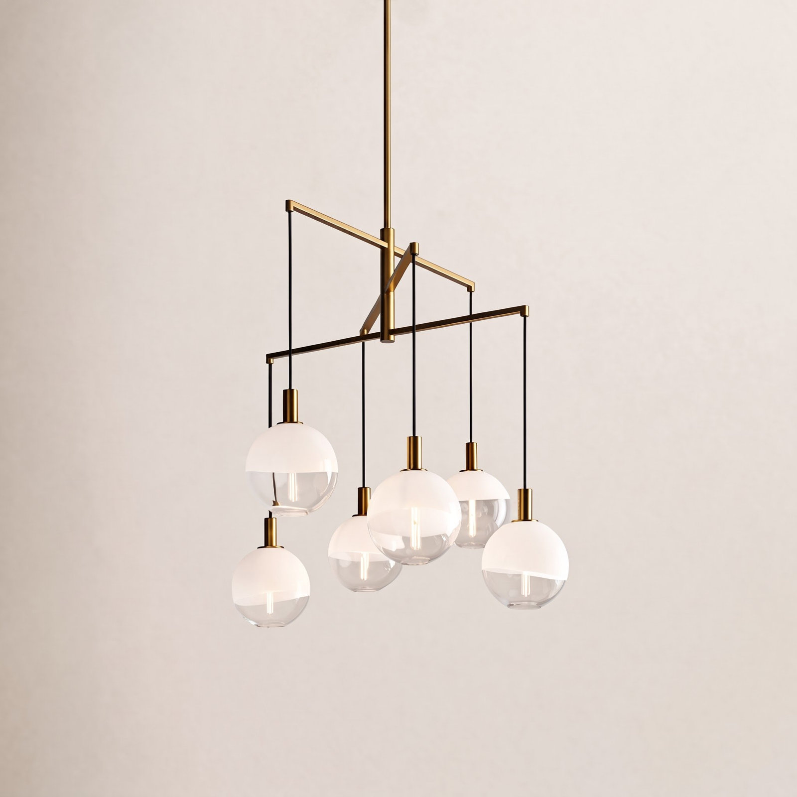 Colyt Chandelier, 38.125" H x 39.75" W x 39.75" D, Burnished Brass, 6 Lights