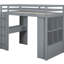 Lit mezzanine gris avec une quantité suffisante de bureau d'écriture et de tablettes, bureau fonctionnel, éclairage à DEL - taille élégante et sécuritaire dans une quantité suffisante de bois massif, pratique et stable-656923587
