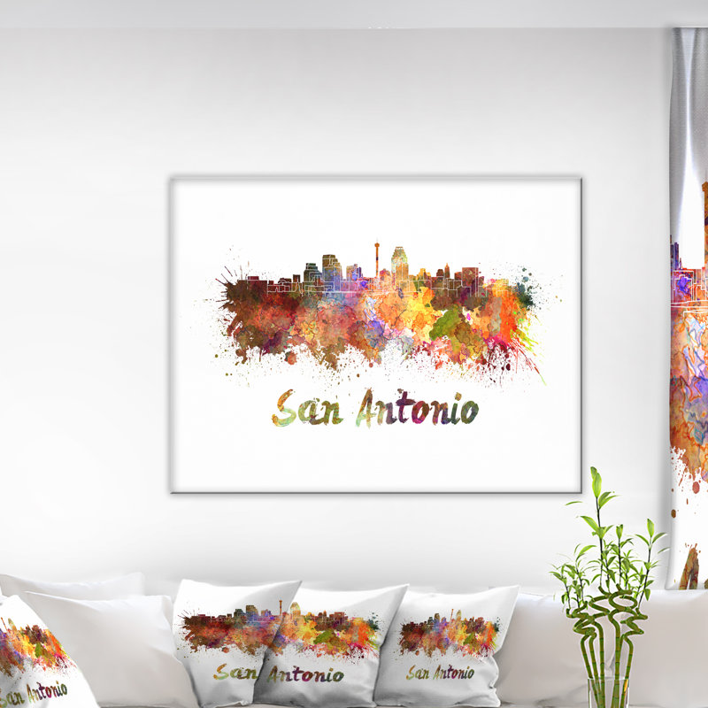 « san antonio horizon cityscape », reproduction d’art sur toile tendue, H 12 po x l 20 po