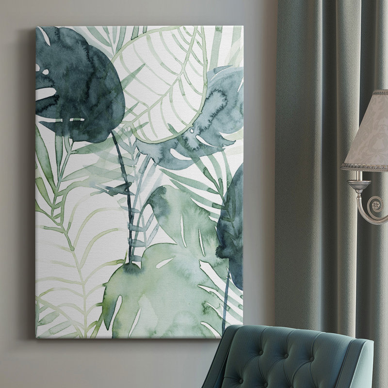 Palmier II - peinture sur toile tendue, H 18 po x l 12 po x P 1 po