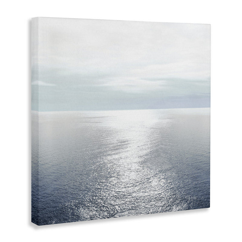 Ocean Ripples Blue and White Canvas Landscape Print, 17 x 17