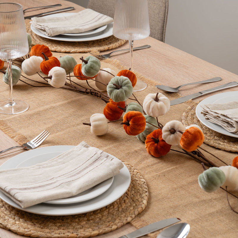 150cm Velvet Pumpkin Garland, Orange