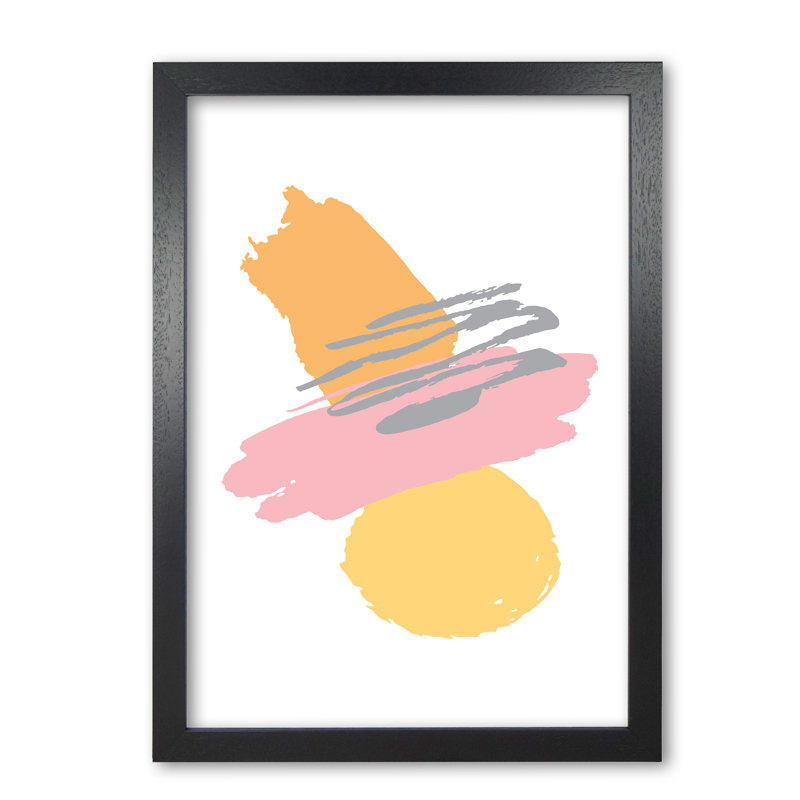 Pink And Orange Abstract Paint Shapes - Print, Black Grain Frame, 30 cm H x 21 cm W x 5 cm D