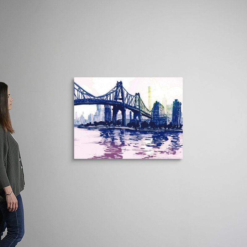 « Queensboro Bridge-New York City » par Eleanor Doughty, reproduction d’art sur toile, H 30 po x l 40 po x P 1,25 po