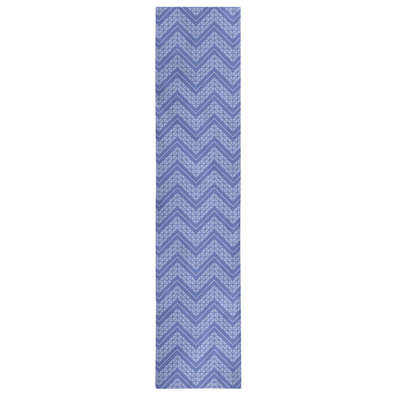 Stephenie Classic Hand Drawn Chevron Table Runner, 16" x 90", Sky Blue