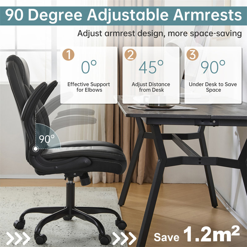 Fauteuil de bureau ergonomique en cuir, Noir