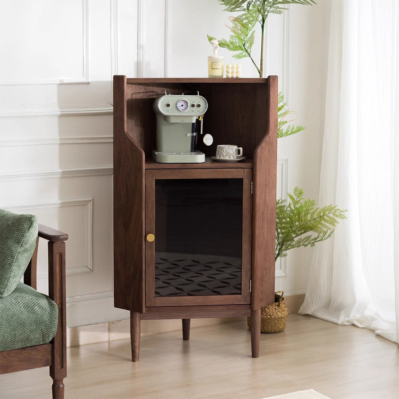 Nut-Brown Solid + Manufactured Wood Corner cabinet