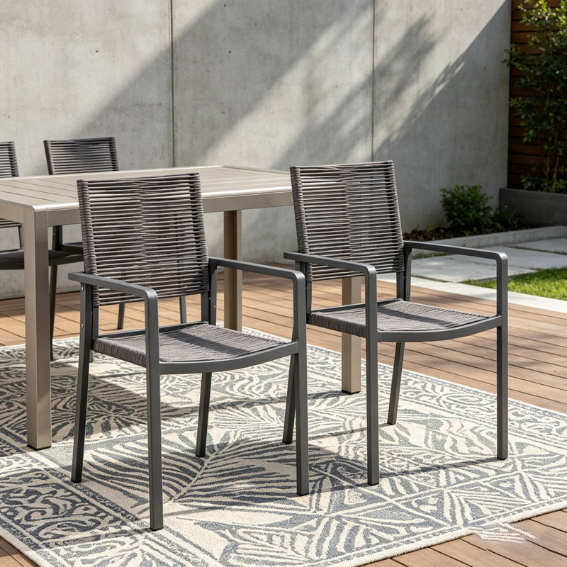 Chaise d'extérieur moderne en aluminium avec assise en corde