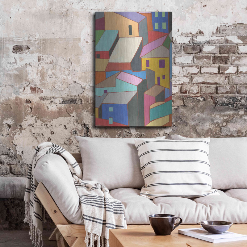 «Rooftops in Color II» par Nikki Galapon, art mural en métal, H 36 po x l 24 po
