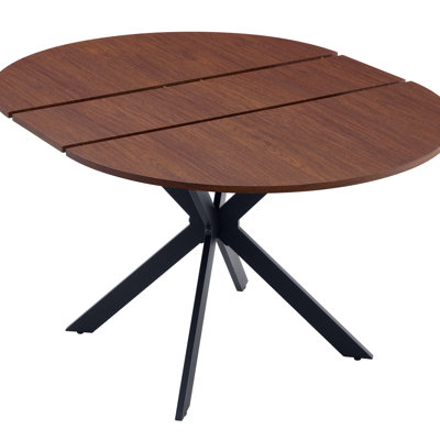 Extendable Round Dining Table (43" to 54") - Space-Saving Dining Table with Sturdy Metal Legs,for Small Apartment/Living Room, 4-6 Seater Multi-Functi