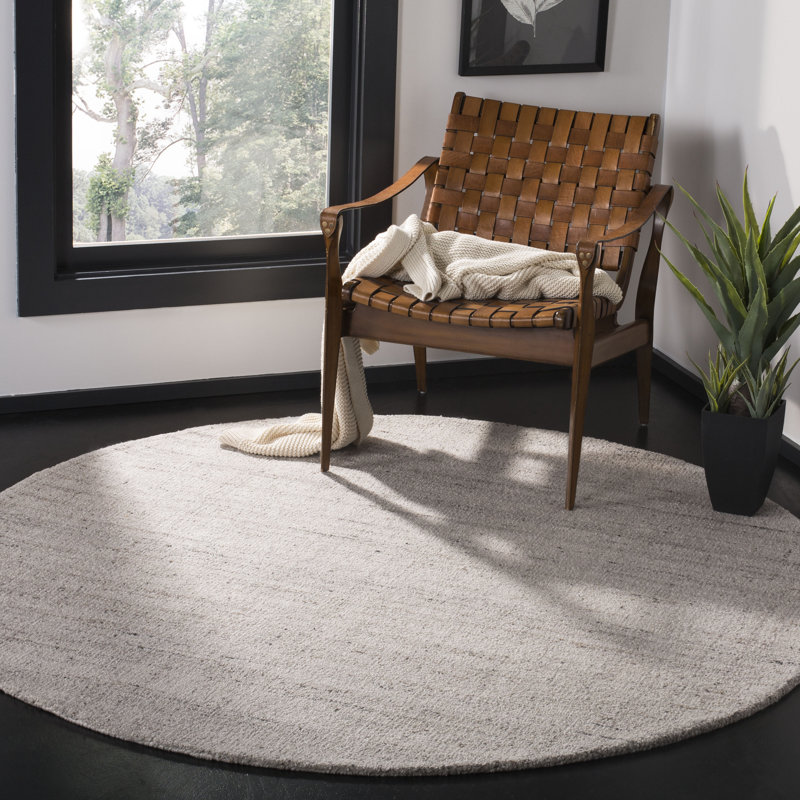 Mcentee Handmade Tufted Light Gray Area Rug, Round 8'