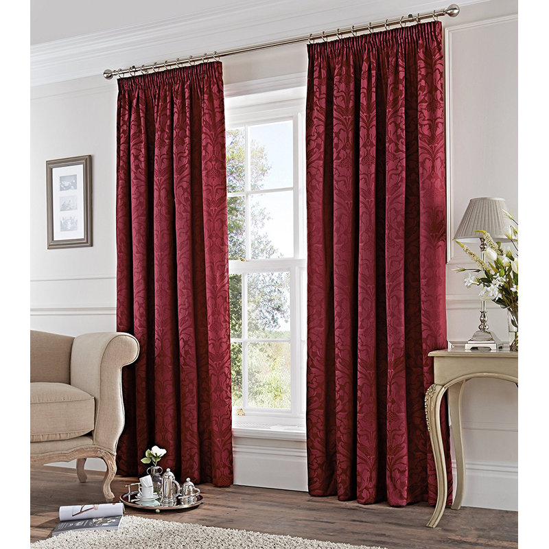 Cotton Blend Room Darkening Curtain Pair, 229 W x 229 D cm, Burgundy