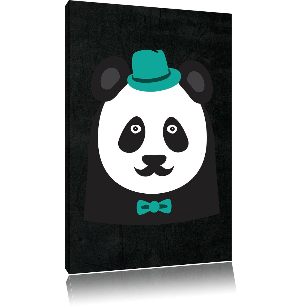 Leinwandbild Hipster Panda in Schwarz/Weiß/Blau