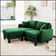 Canapé modulaire en tissu 2 places avec accoudoirs en forme de coquille, repose-pieds amovible et pieds enveloppés de tissu Boucle-26542730