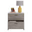 Classeur latéral brun, style contemporain, finition chêne, accents gris, glissières pleine extension, unité à deux tiroirs facile à installer, cadre, idéal pour le vestibule