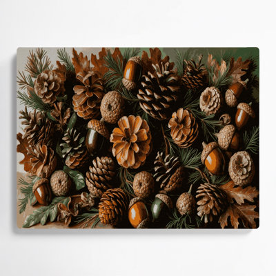Thanksgiving Acorns and pinecones Brown Metal Wall Art