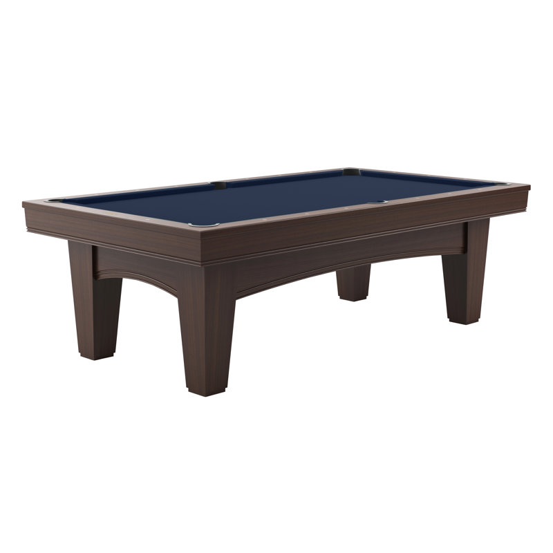 Table de billard de 8 pi Brunswick Winfield - Bois franc massif avec placage de chêne blanc, ardoise de 1 po, visières de rail martelées à la main, poches de chute et ensemble de jeu complet, feutre bleu et finition espresso