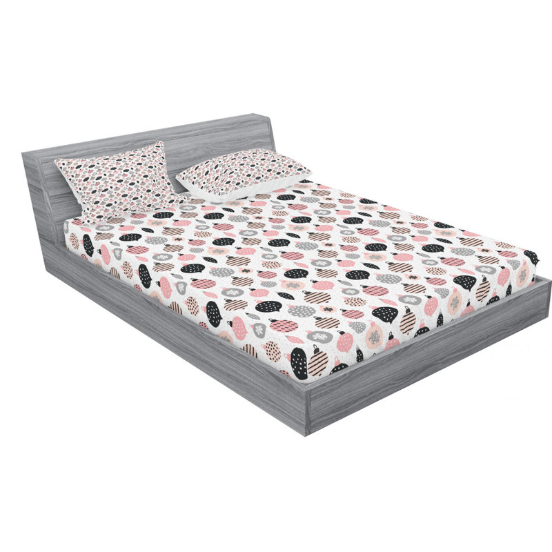 Scandinavian Microfiber Fitted Sheet, Full Fitted Sheet with 2 Pillowcases