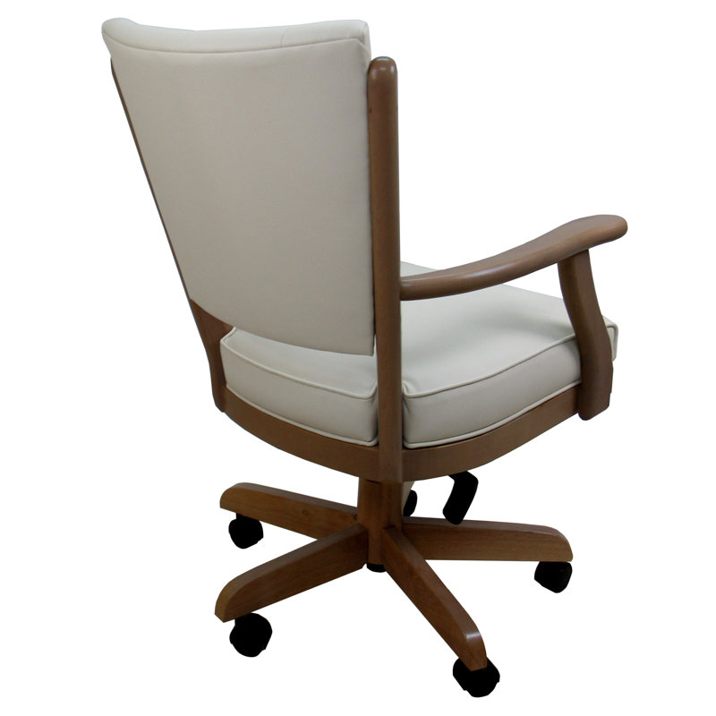 18'' H Upholstered Armchair, Light Oak, Light Oak, Ocean Beige Vinyl
