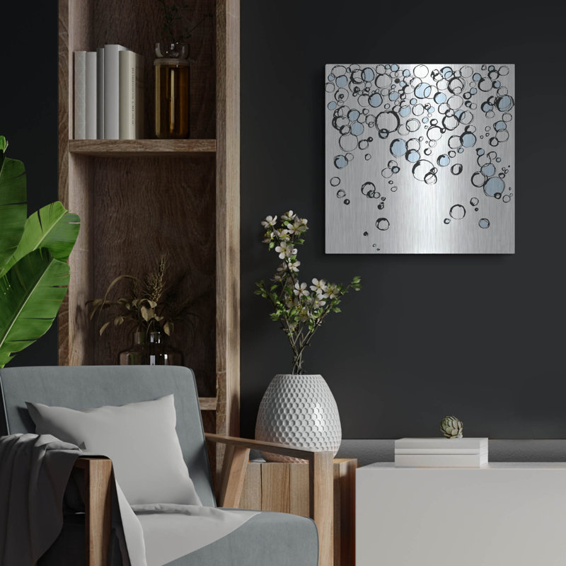 Art mural en métal «Blue Bubbles 3» par Chris Paschke, H 24 po x l 24 po
