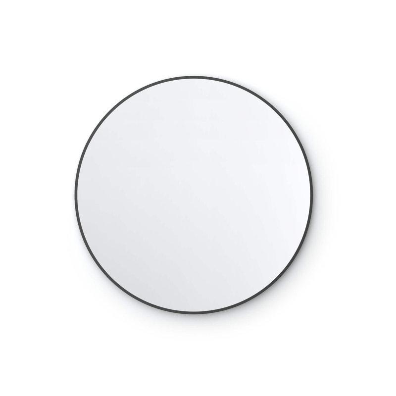 Premium Metal Frame Shatterproof Wall Mount Mirror - FM4, Matte Black, 28" x 28"