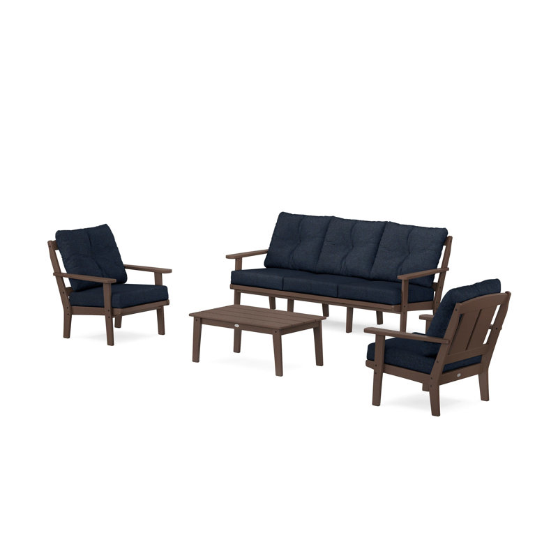 Ensemble de conversation avec canapé et coussins 4 pièces Mission, Weathered Tweed, Teck