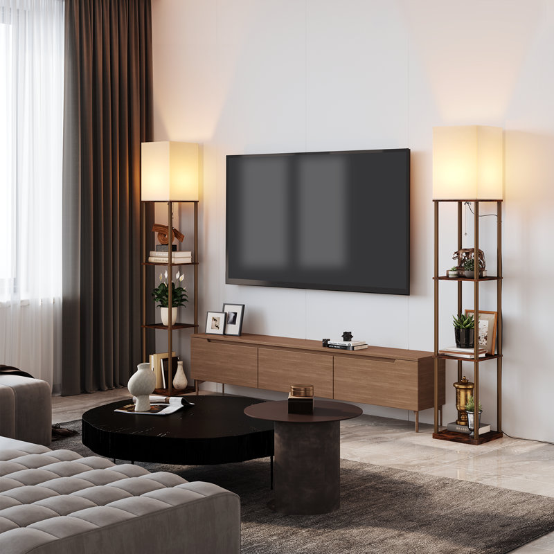 Oriyan 63" Column Floor Lamp, Brown