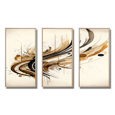 Mouvement brun et noir I - ensemble d'art mural moderne sur toile