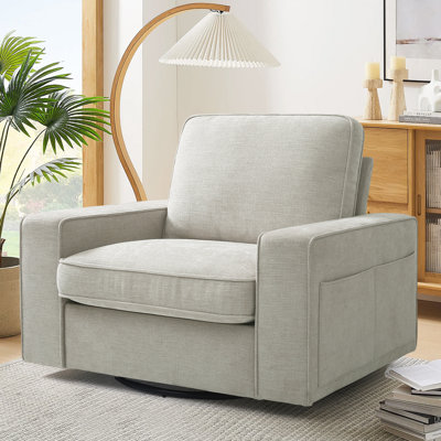 39.5" Upholstered Swivel Accent Chair, Oversize Swivel Armchair With Storage, Modern Comfortable Chair For Living Room, Bedroom