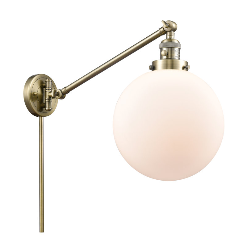 Bras articulé à 1 lumière à intensité variable Antsje, Blanc mat, Ampoule DEL rétro de 3,5 watts, Chrome poli
