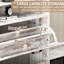 Armoire à chaussures grande capacité - blanc avec tablettes ouvertes pour le vestibule et le couloir en blanc, 2 tiroirs rabattables et fentes réglables, rangement, maison de style rétro rustique