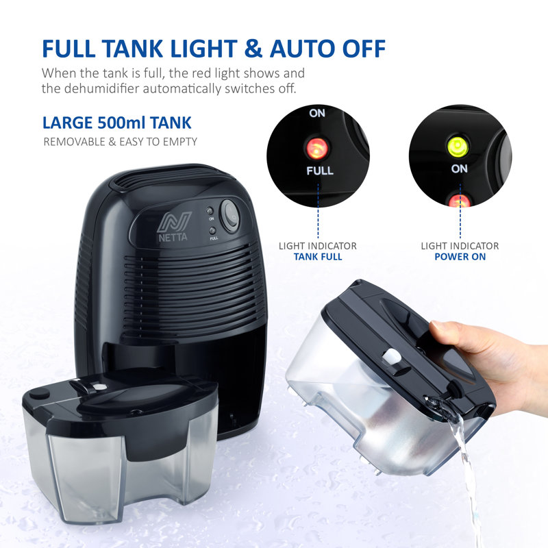NETTA 500ml Mini Dehumidifier, Black