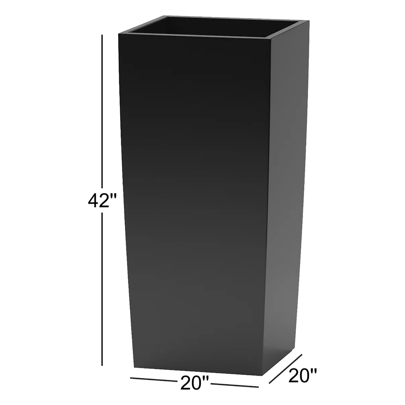 Roseline Handmade Planter Box, Black, 42" H x 20" W x 20" D