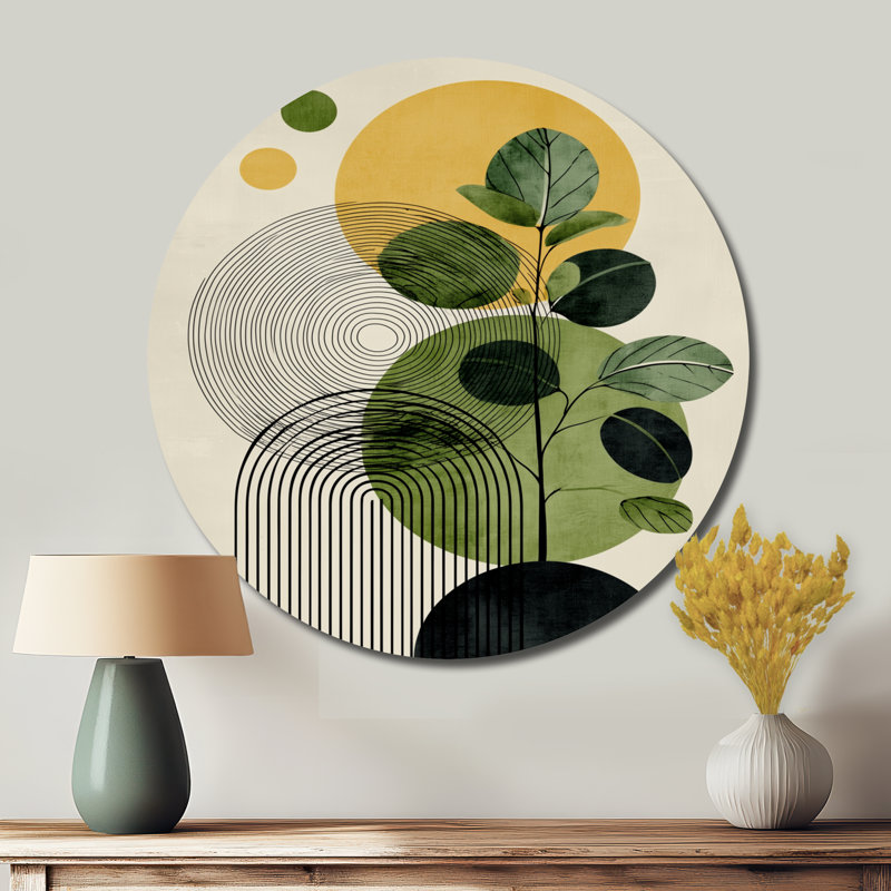 Décoration géométrique bohémienne verte et noire - Abstract Botanicals, L 29 po x H 29 po