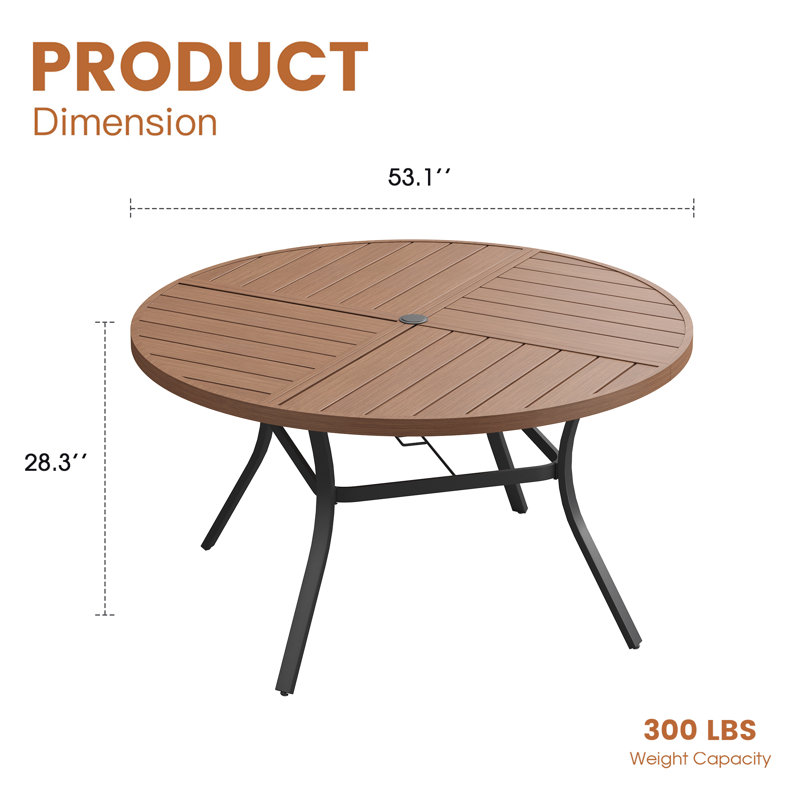 Table de salle à manger 53 ", Brun / bois brossé
