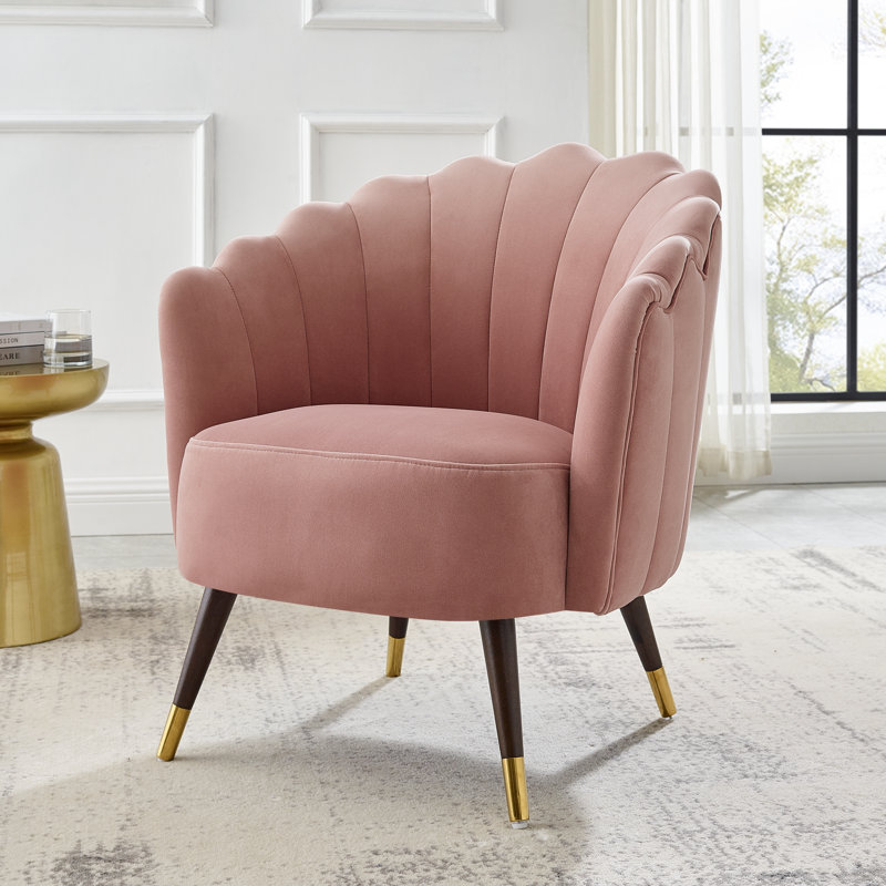 Upholstered Barrel Chair, Blush Pink