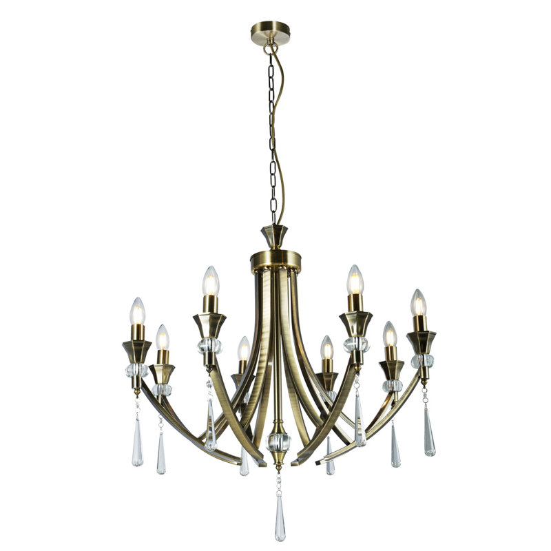 Eddings 8 - Light Candle Style Chandelier, Antique Brass