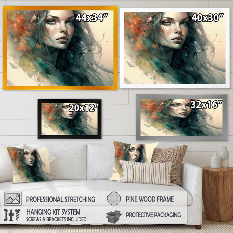 «Sensual Woman Impression Watercolor VI», reproduction sur toile, H 34 po x l 44 po x P 1,5 po