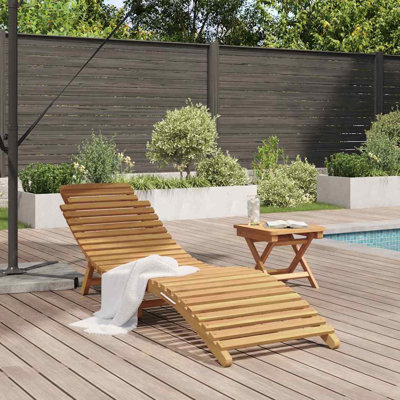 vidaXL Sun Lounger Brown 77.95 x 21.65 x 23.03 in Solid Teak Wood