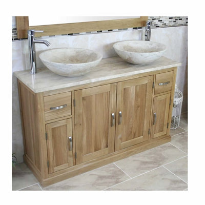 Debolt 1230mm Single Bathroom Vanity with Vessel Stone Basin