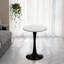 Table de salle à manger ronde d'aspect marbre avec base piédestal noire classique, 27,6 pouces, sièges 2 à 4, plateau blanc, style minimaliste moderne