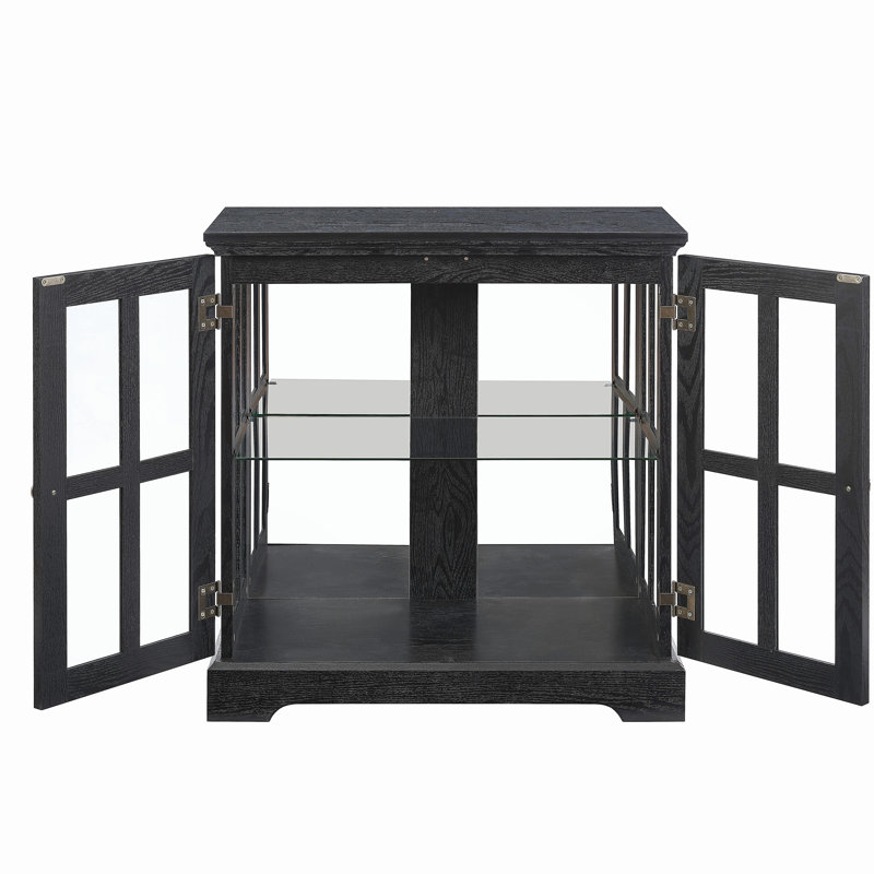 LED Curio Display Cabinet, Antique Display Cabinet with Adjustable Shelves, Retro Design Quality Showcase with Lattice Doors Elegant Bookcase and Storage Cabinet for Home Decor and Organization