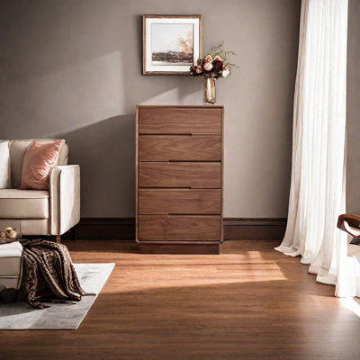 Living Room Simple Black Walnut Entrance Cabinet Solid Wood Accent Chest